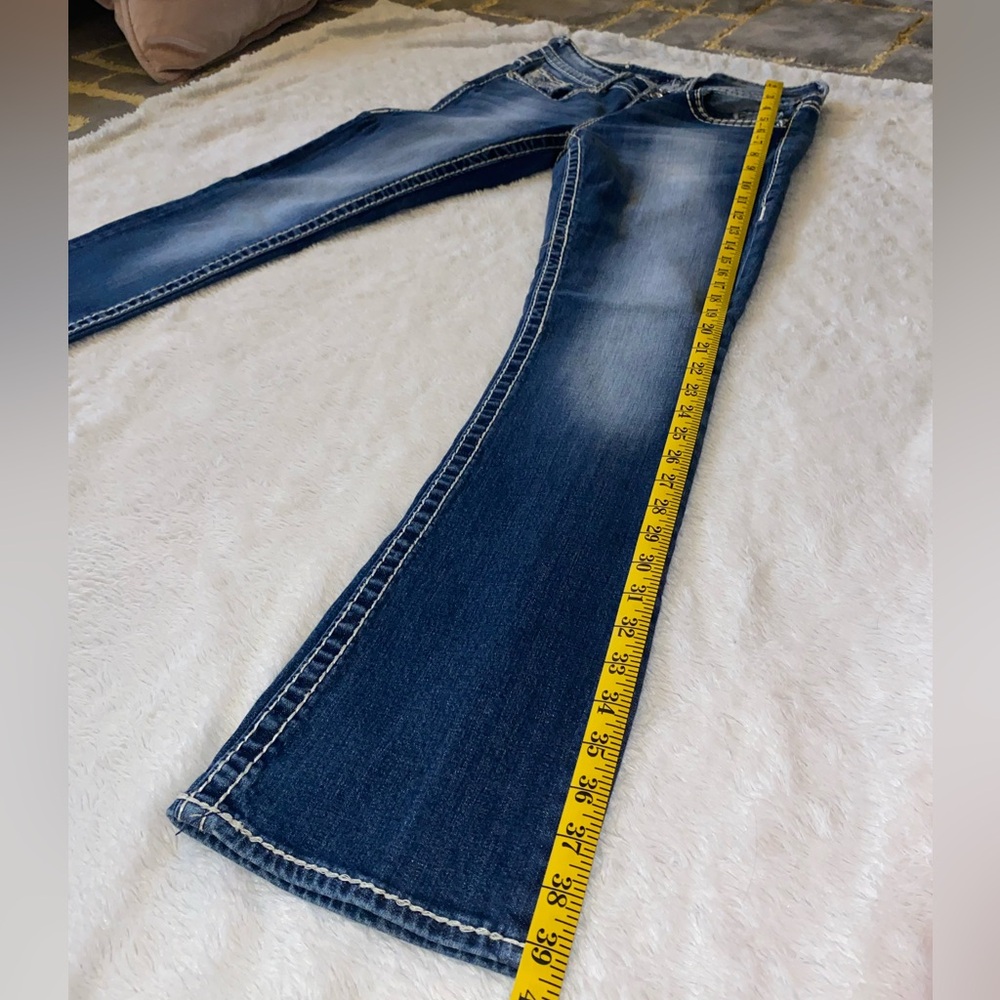 SZ 5/6 Vigoss Women's Dark Blue Slim Boot Cut Jeans with Contrast Stitching - Picture 9 of 11